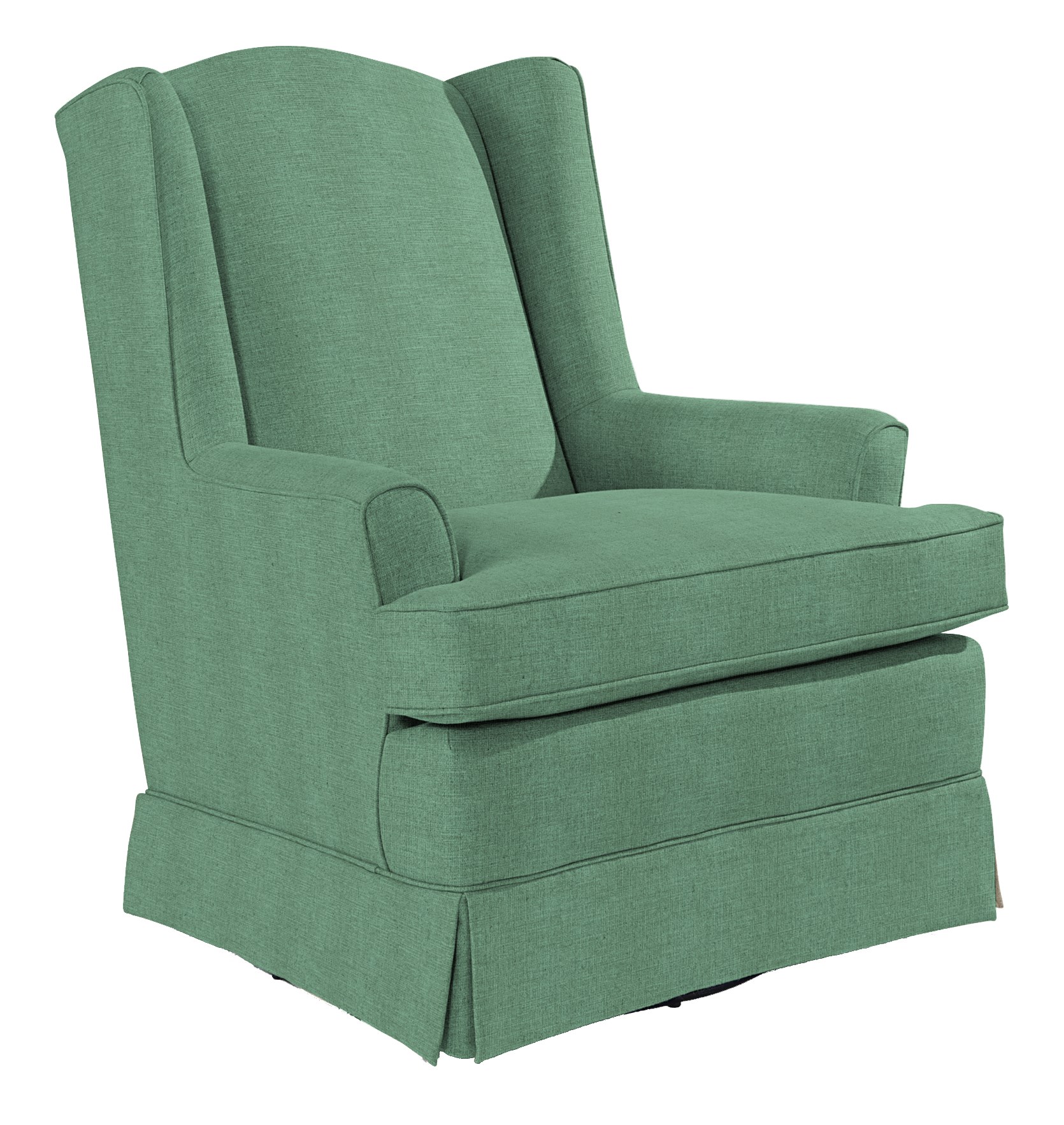 Bravo Furniture Natasha 7147 20132 Natasha Swivel Glider with Wing Back and Skirt Bennett s Furniture and Mattresses Uph Upholstered Chairs